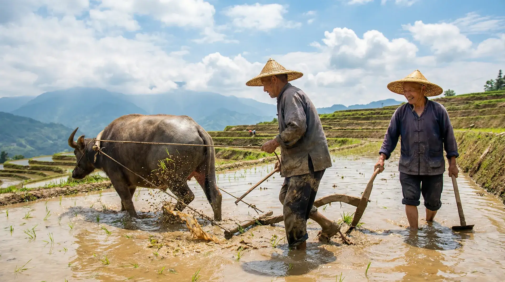 水牛犁田的乡村劳作场景 - 最近中文字幕在线MV 农耕纪实
